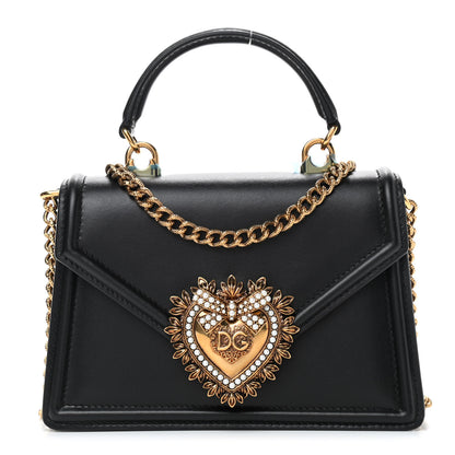 Dolce & Gabbana Smooth Calfskin Small Devotion Envelope Top Handle Bag Black 1 of 8