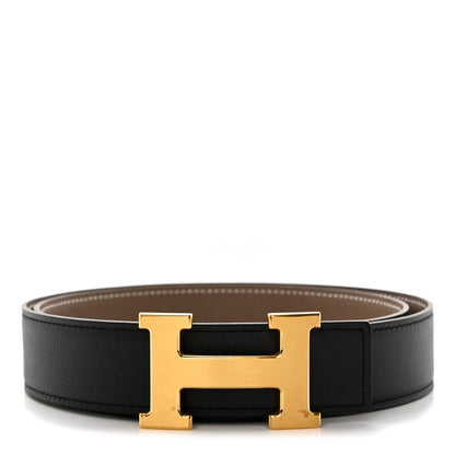Hermes Swift Epsom H Belt 85 85 34 Black Etoupe 1 of 6