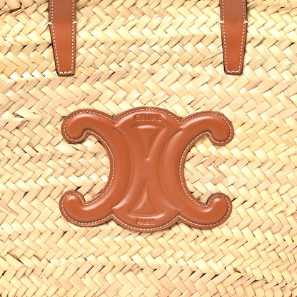 Celine Raffia Calfskin Triomphe Medium Panier Tan 7 of 9