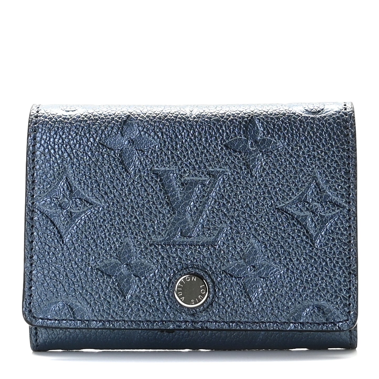Metallic Monogram Business Card Holder Navy Nacre