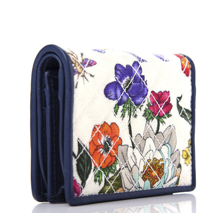 Gucci Canvas Flora Floral Trapuntata Zumi Card Case Wallet Great White Multicolor Blue Agata 2 of 6