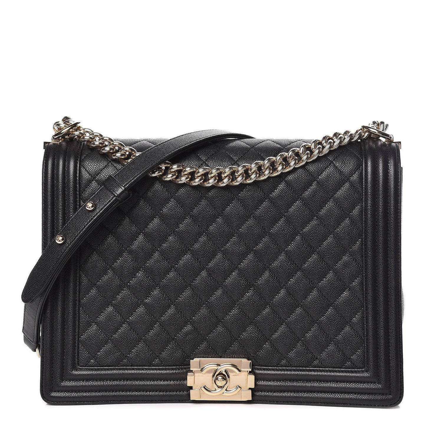 Caviar Quilted Large Boy Flap Black