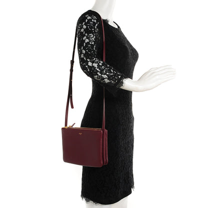 Celine Smooth Lambskin Small Trio Crossbody Bag Burgundy 2 of 8