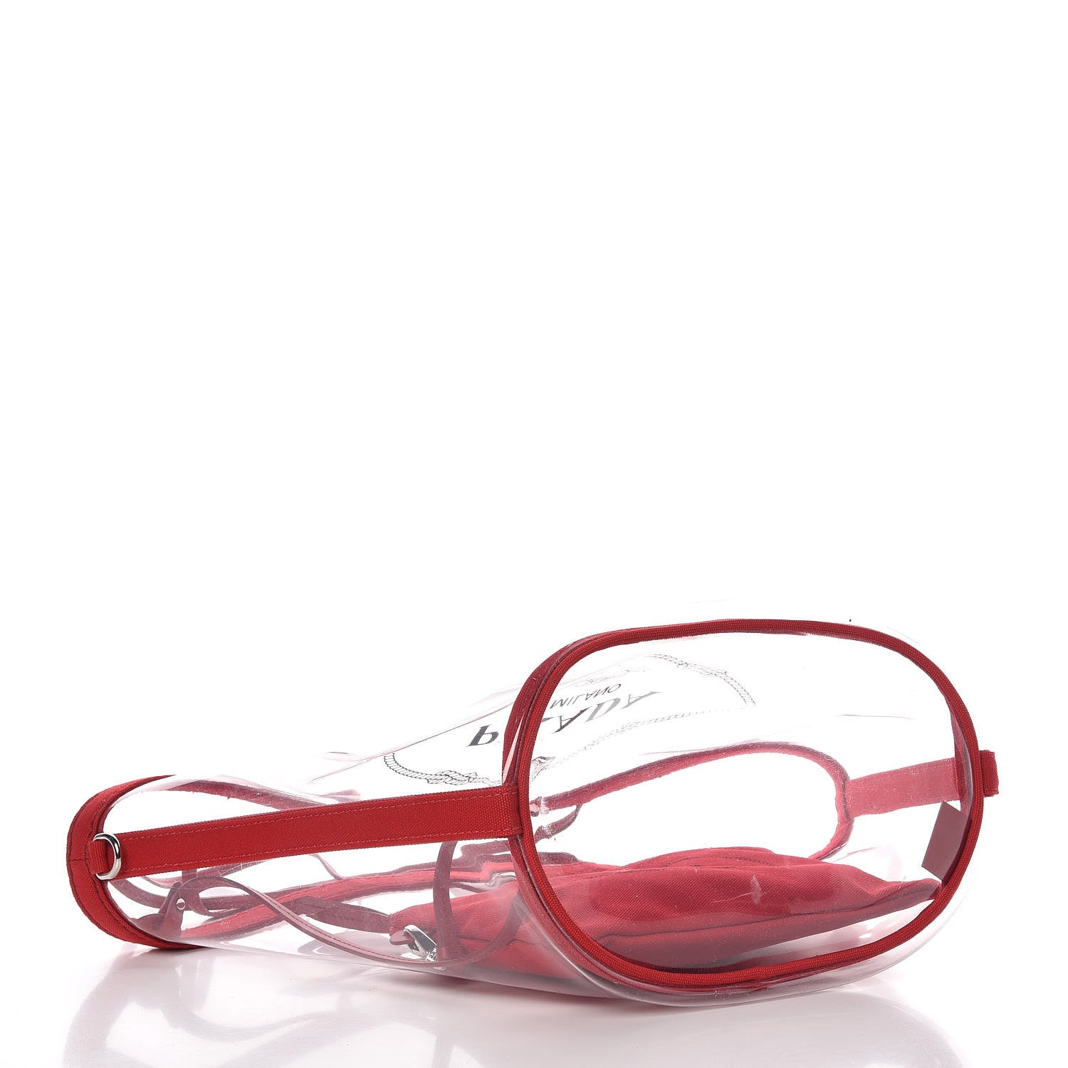 Prada Plexiglass Calfskin Small Shopper Tote Rosso 5 of 11