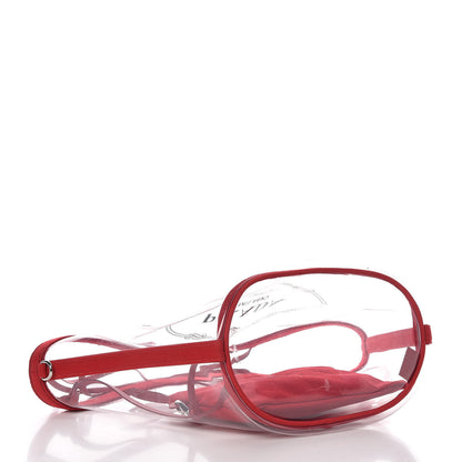 Prada Plexiglass Calfskin Small Shopper Tote Rosso 5 of 11