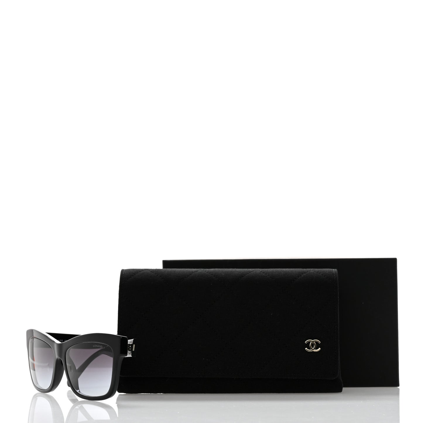 Acetate Crystal CC Rectangle Sunglasses 5496-B Black