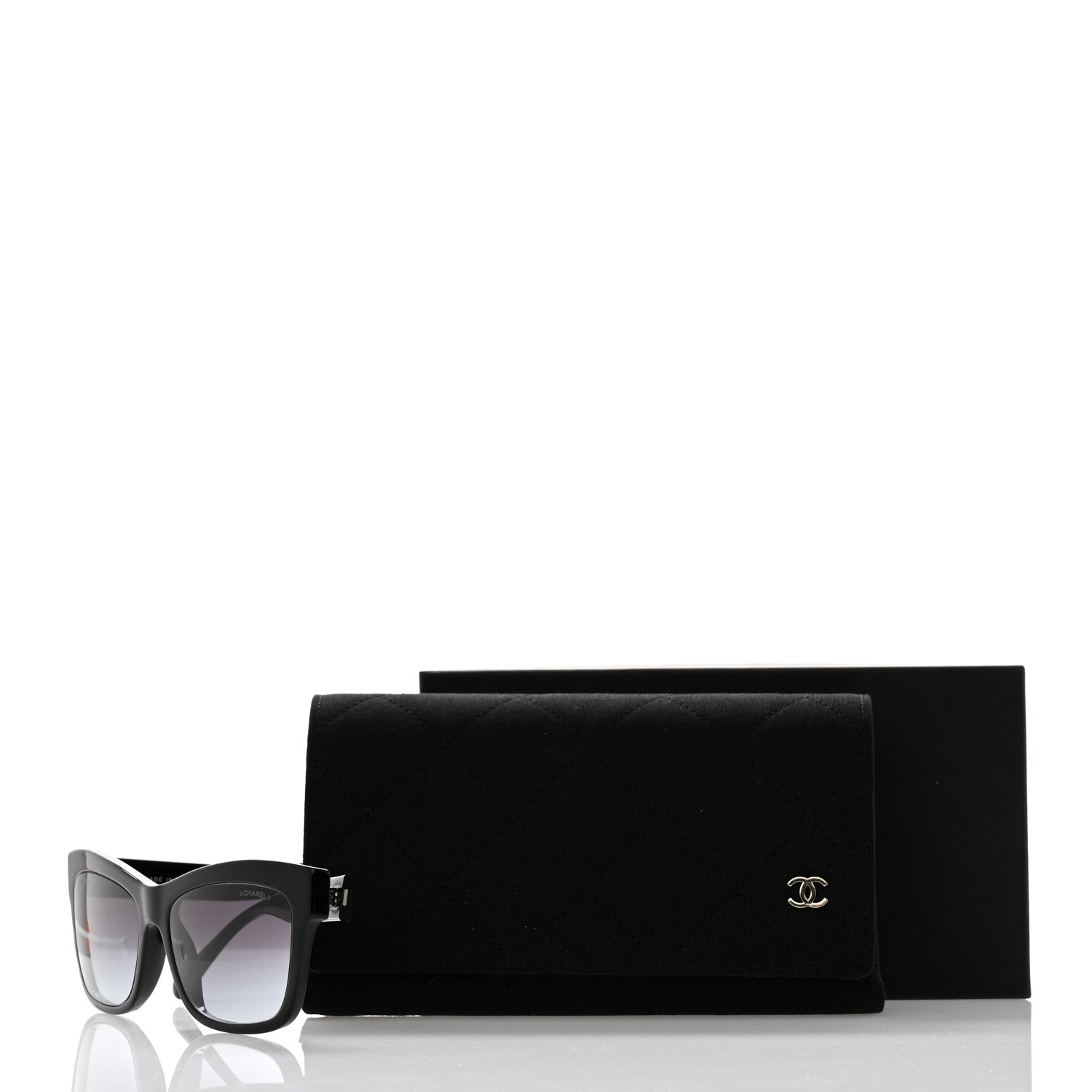 Chanel Acetate Crystal CC Rectangle Sunglasses 5496-B Black 8 of 8