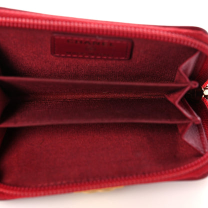 Chanel Lambskin Quilted Boy Zip Around Coin Purse Wallet Red 5 of 14