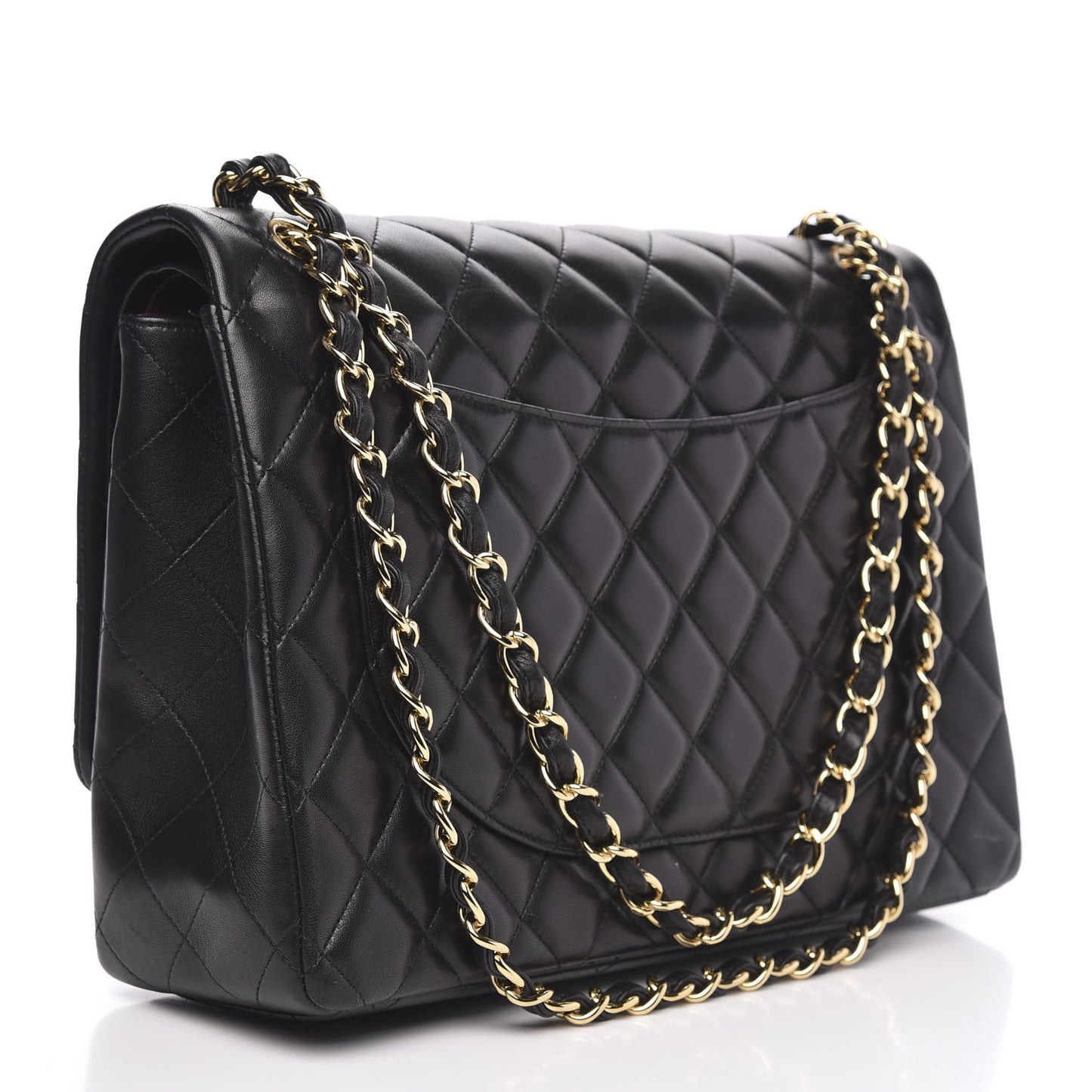 Lambskin Quilted Maxi Double Flap Black