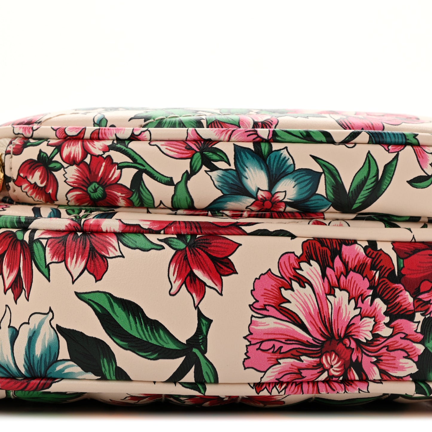 Calfskin Brit Roses Print Matelasse Diagonal Mini Interlocking G Heart Shoulder Bag Multicolor