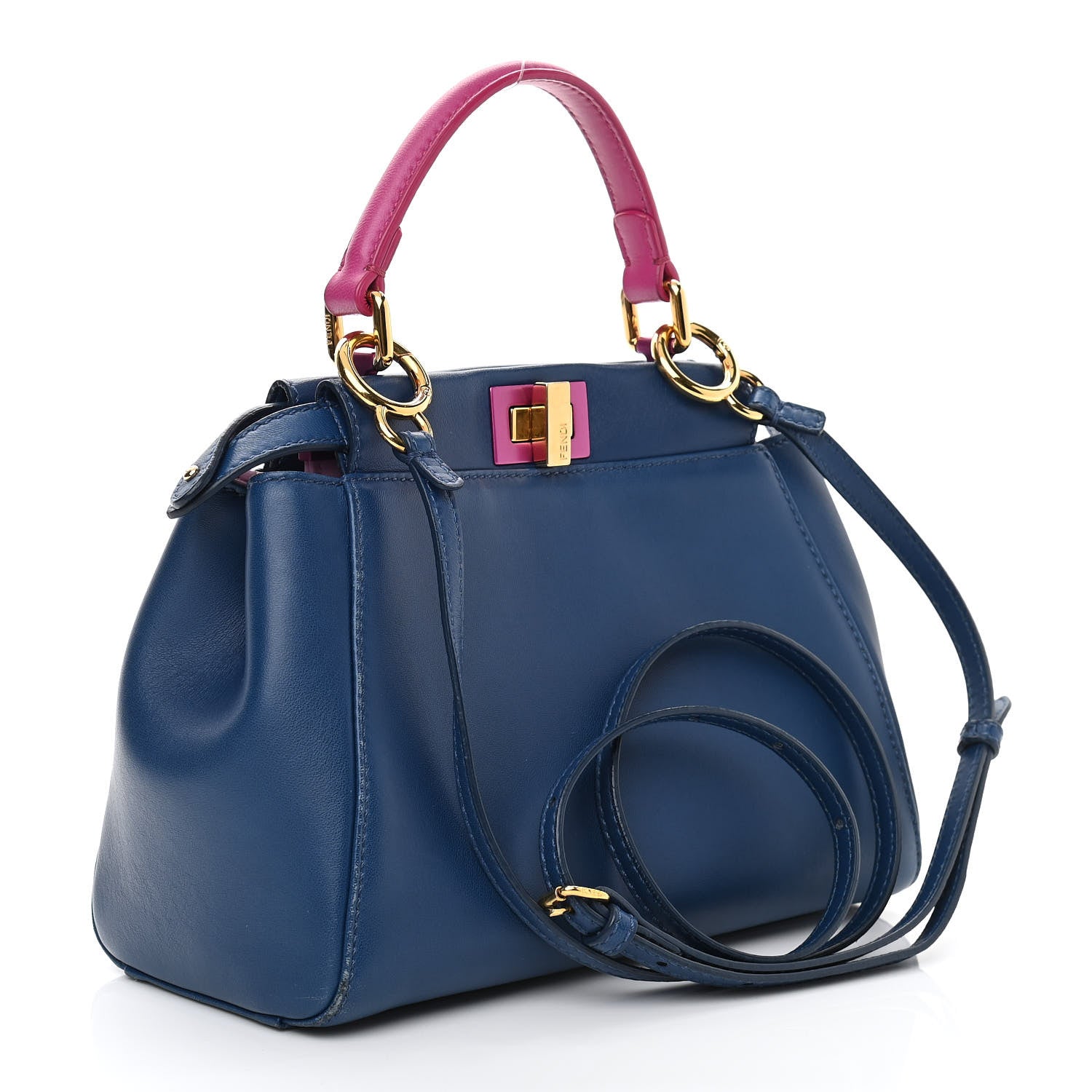 Fendi Nappa Colorblock Mini Peekaboo Iconic Satchel Iris Magenta Bubblegum 3 of 10