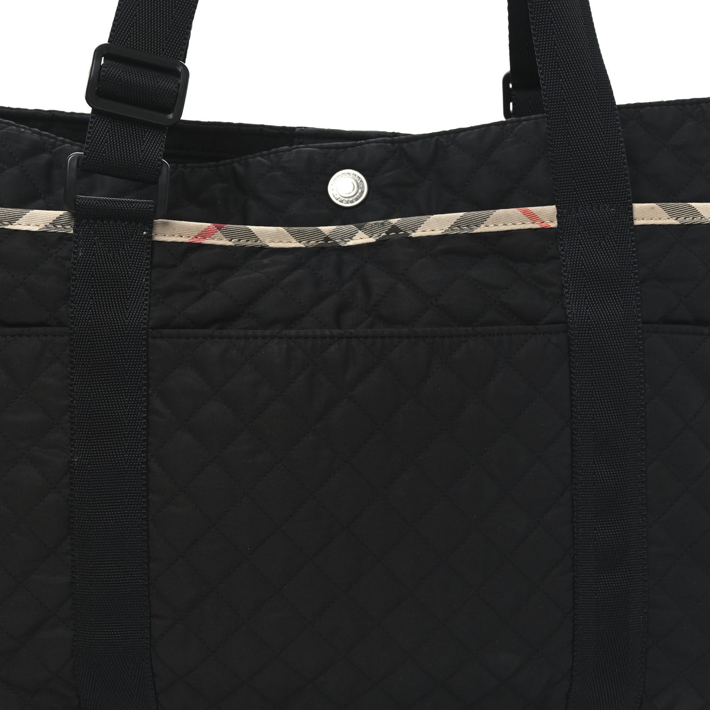 Nylon Quilted Diaper Bag Black