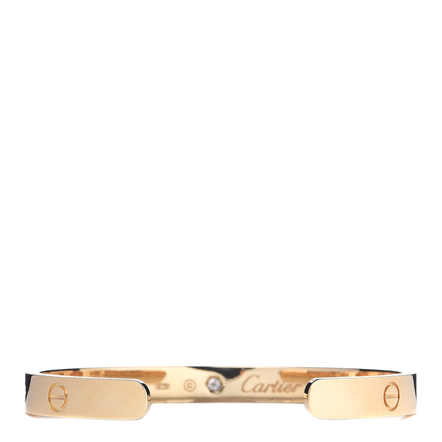 Cartier 18K Yellow Gold 1 Diamond LOVE Cuff Bracelet 17 3 of 5