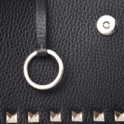 Valentino Garavani Pebbled Calfskin Rockstud Flap Wallet On Chain Black 7 of 11