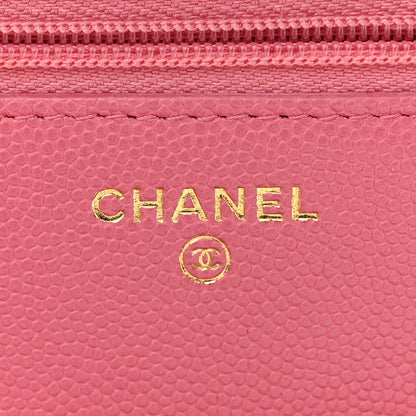 Chanel Caviar Quilted Textured CC Wallet On Chain WOC Pink 6 of 12
