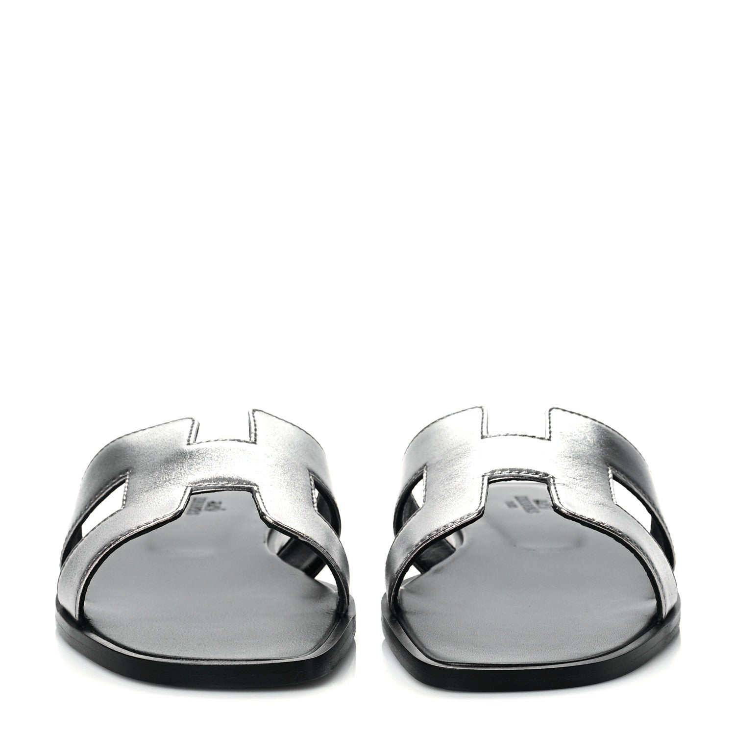 Hermes Metallic Nappa Oran Sandals 38 Gris Argente 2 of 9