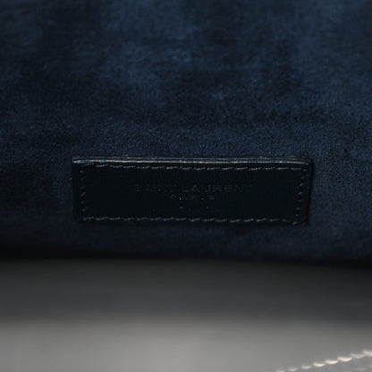 Saint Laurent Calfskin Crocodile Embossed Small Supple Sac de Jour Navy 6 of 9