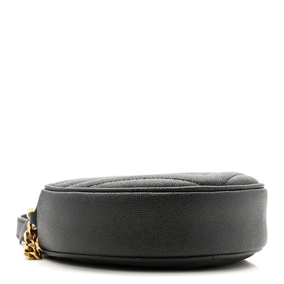 Saint Laurent Grain De Poudre Matelasse Chevron Quilted Round Vinyle Camera Bag Black 4 of 11