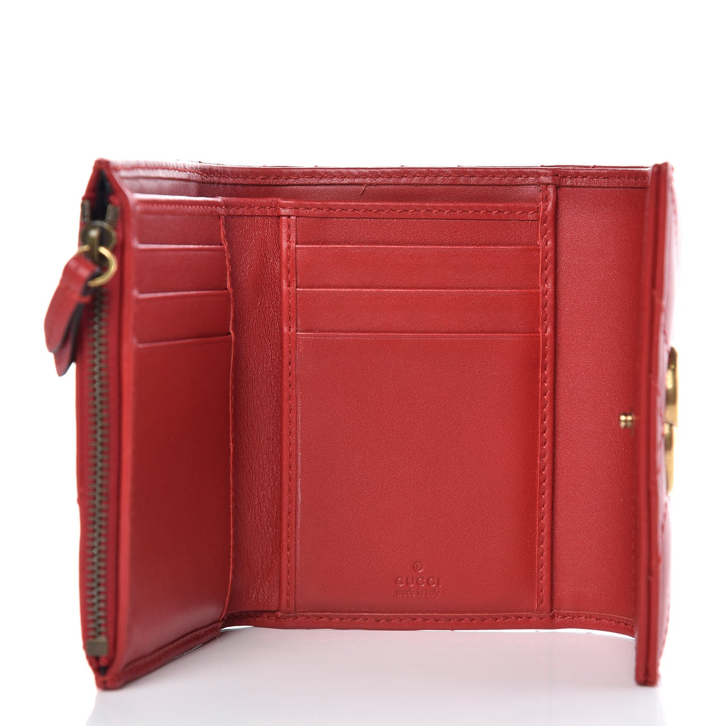 Calfskin Matelasse GG Marmont Wallet Hibiscus Red
