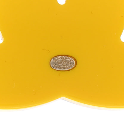 Chanel Resin Glitter Crystal CC Brooch Yellow Blue 3 of 4