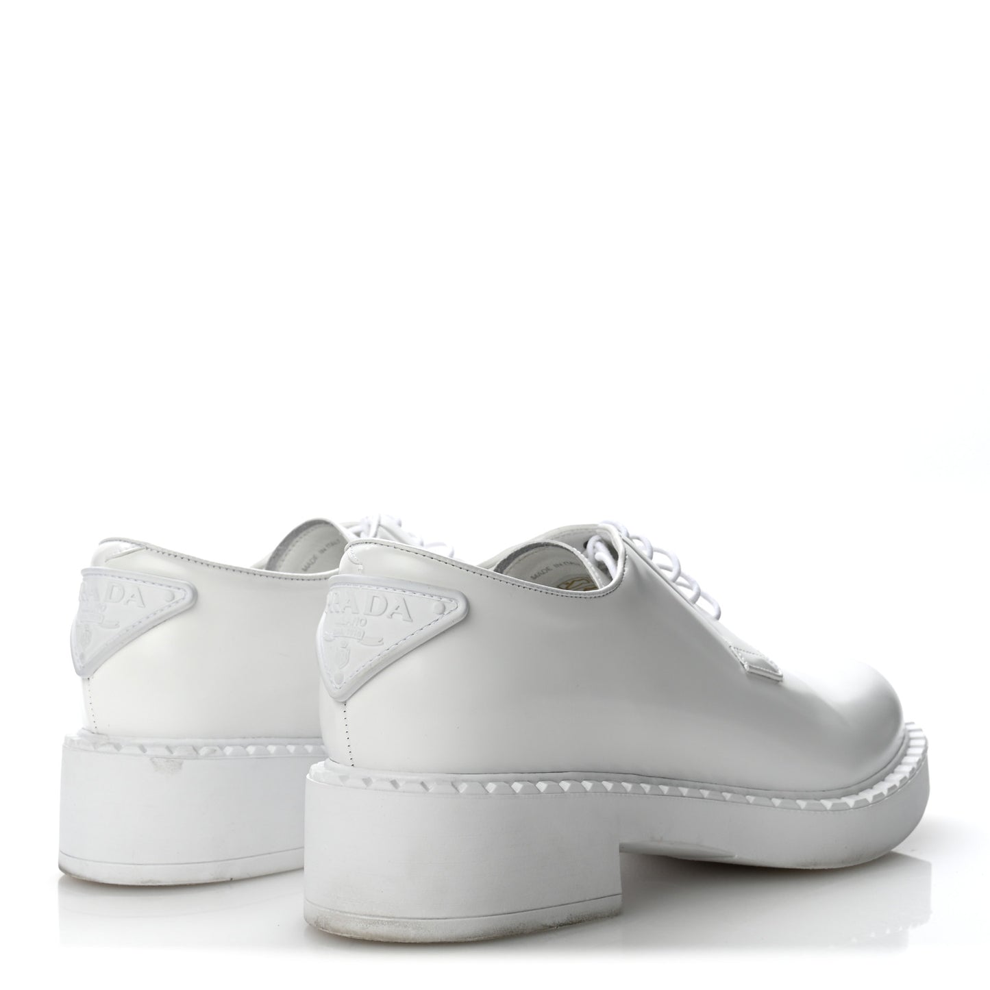 Spazzolato Calzature Donna Triangle Logo 50mm Derby Loafers 38.5 White 38.5 White