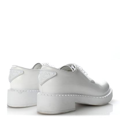 Prada Spazzolato Calzature Donna Triangle Logo 50mm Derby Loafers 38.5 White 38.5 White 5 of 10