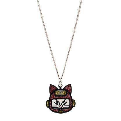 Chanel Resin Emoji Robot Cat Pendant Necklace Black Pink Yellow 1 of 5