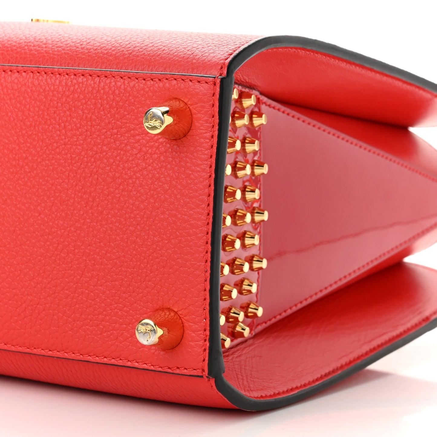 Calfskin Patent Studded Small Paloma Red