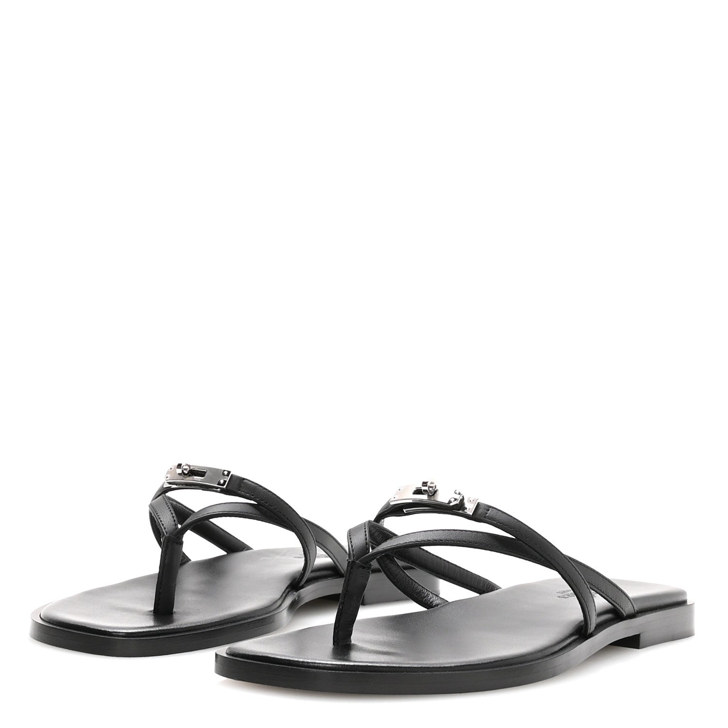 Hermes Calfskin Miss Sandals 36 Black 4 of 8