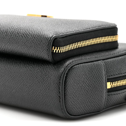 Christian Dior Grained Calfskin Caro Double Pouch Black 8 of 9