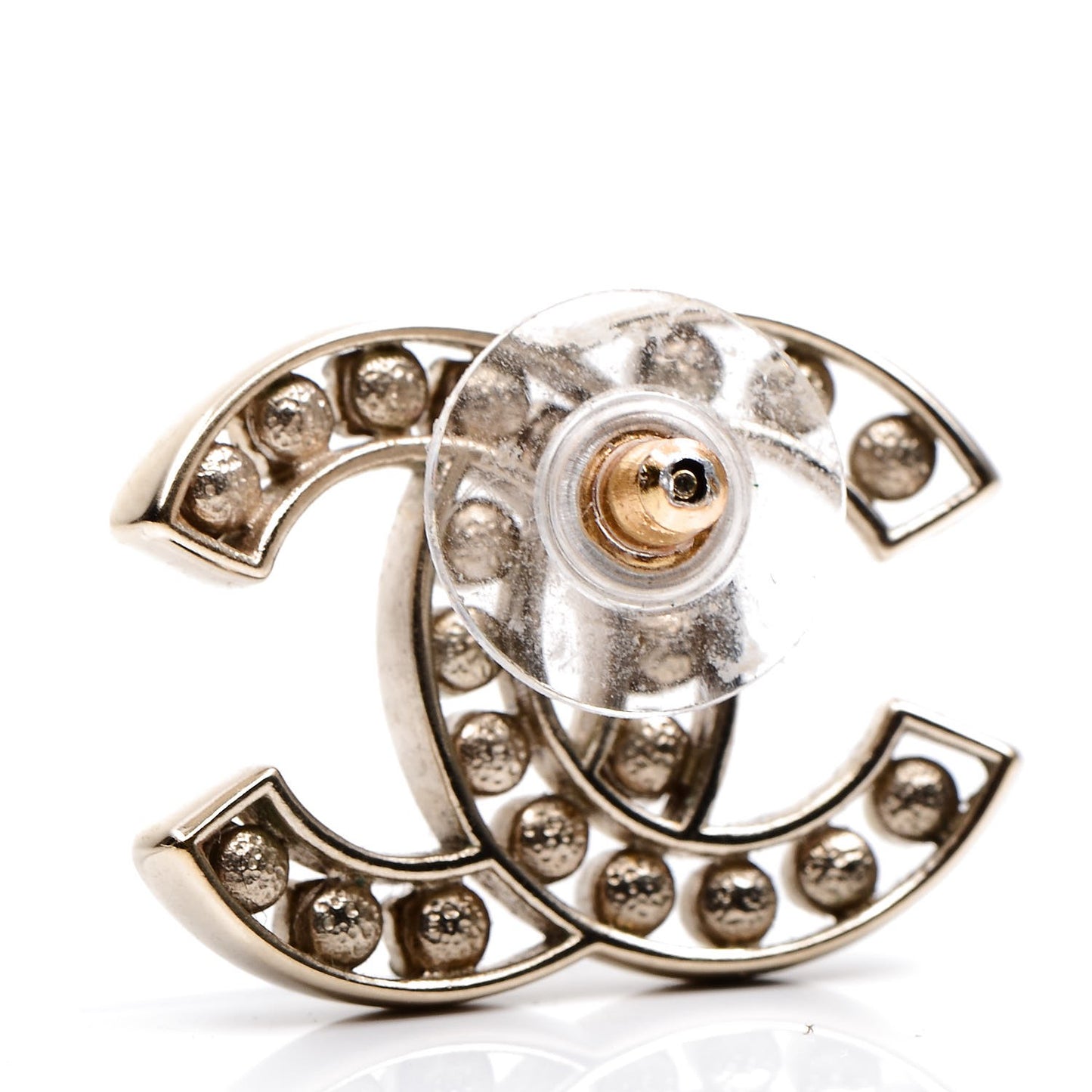 Crystal Pearl CC Earrings Light Gold