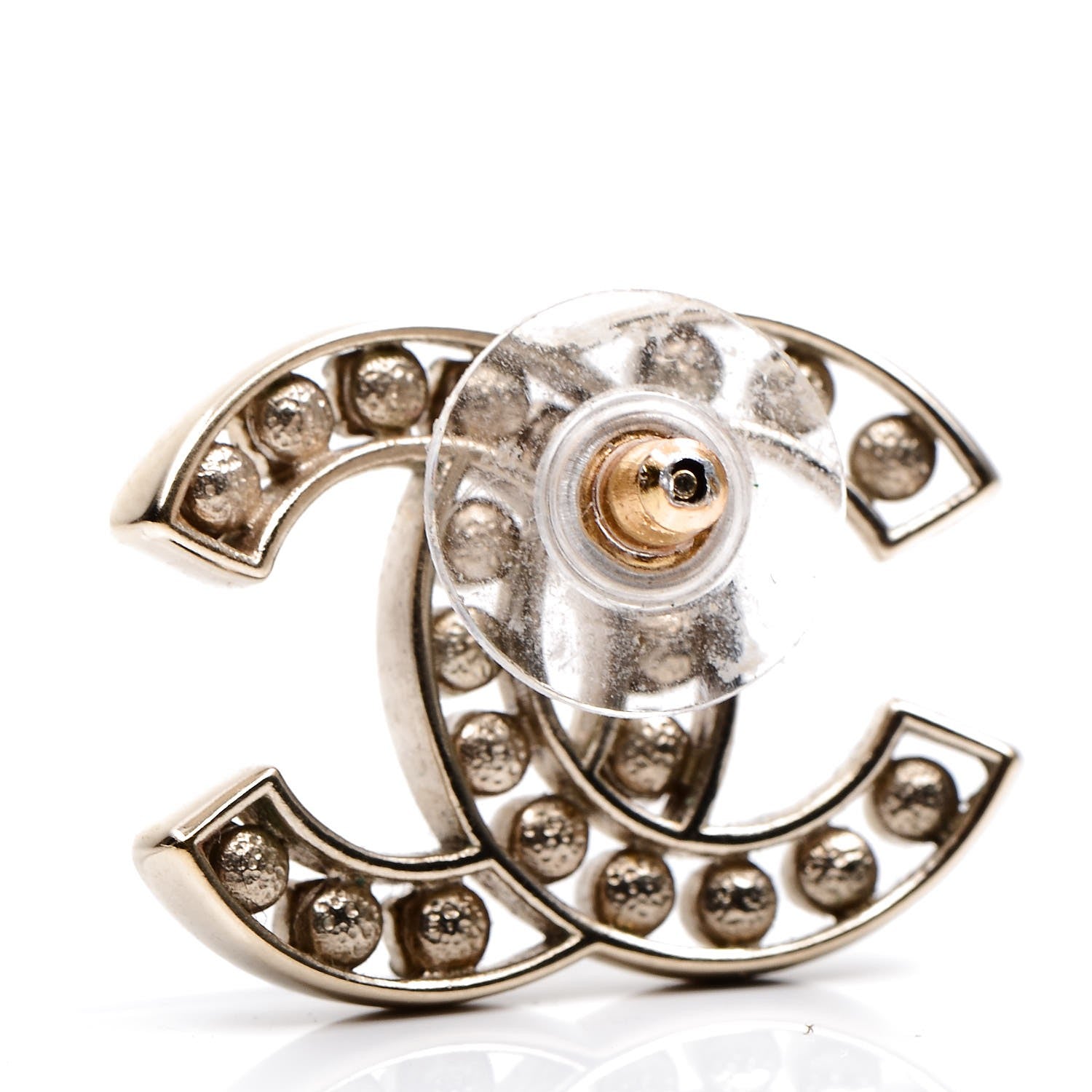 Chanel Crystal Pearl CC Earrings Light Gold 5 of 6