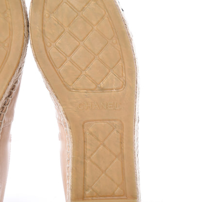 Chanel Lambskin CC Espadrilles 38 Beige Black 6 of 10