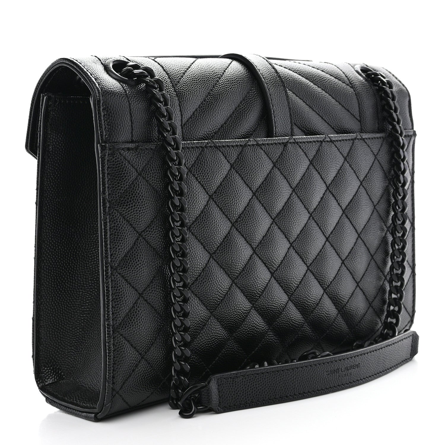 Saint Laurent SAINT LAURENT Grain De Poudre Textured Mixed Matelasse Triquilt Medium Monogram Monochrome Satchel Black 3 of 11