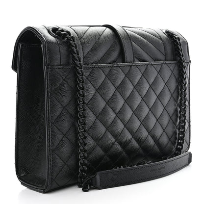Saint Laurent SAINT LAURENT Grain De Poudre Textured Mixed Matelasse Triquilt Medium Monogram Monochrome Satchel Black 3 of 11