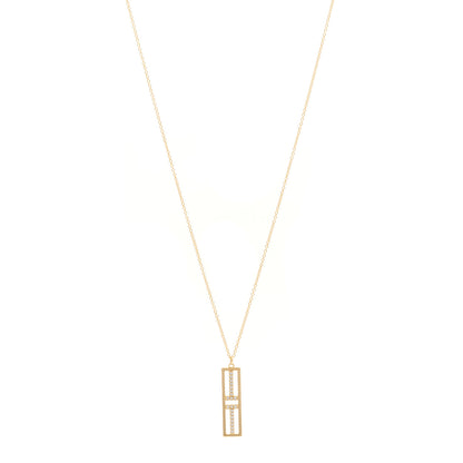 Tiffany 18K Yellow Gold Diamond Tiffany T Two Open Vertical Bar Pendant Necklace 1 of 4