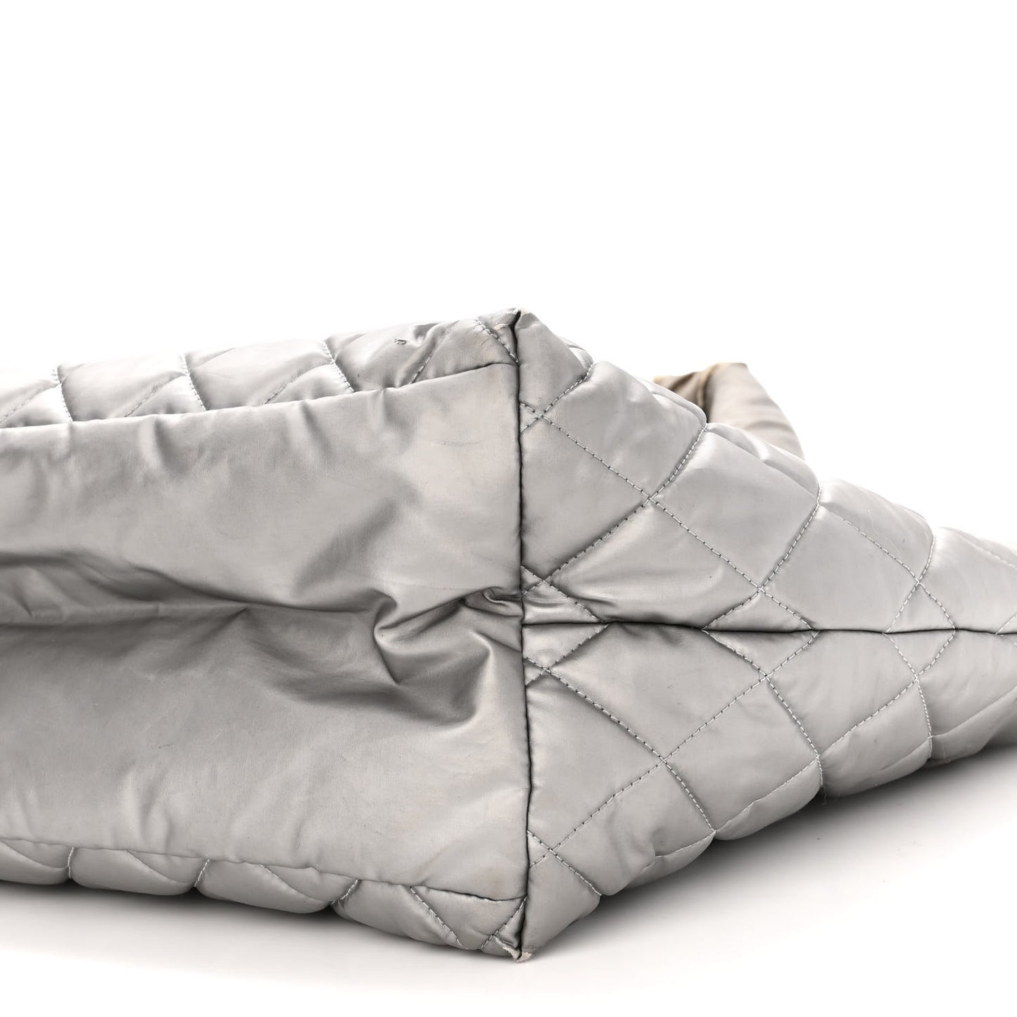 Nylon Quilted Small Coco Cocoon Tote Silver