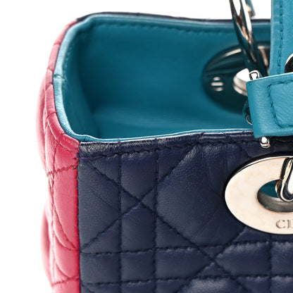 Christian Dior Lambskin Cannage Medium Tri-Color Lady Dior Sapphire Fuchsia Turquoise 14 of 14