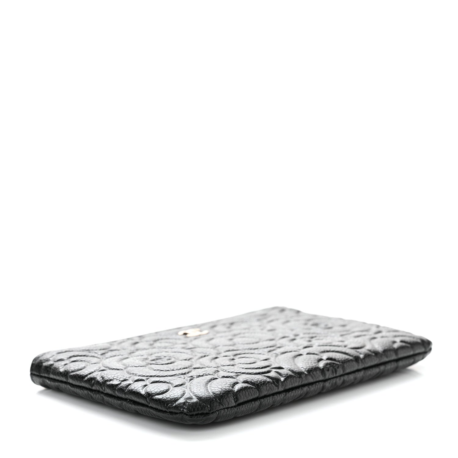 Chanel Caviar Camellia Embossed Small Pouch Black 4 of 10