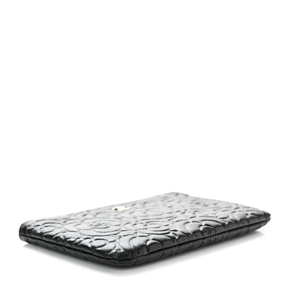 Chanel Caviar Camellia Embossed Small Pouch Black 4 of 10