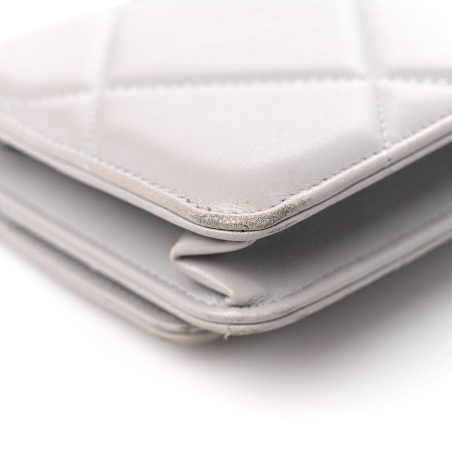 Chanel Lambskin Quilted Chanel 19 Wallet On Chain WOC Grey 10 of 14