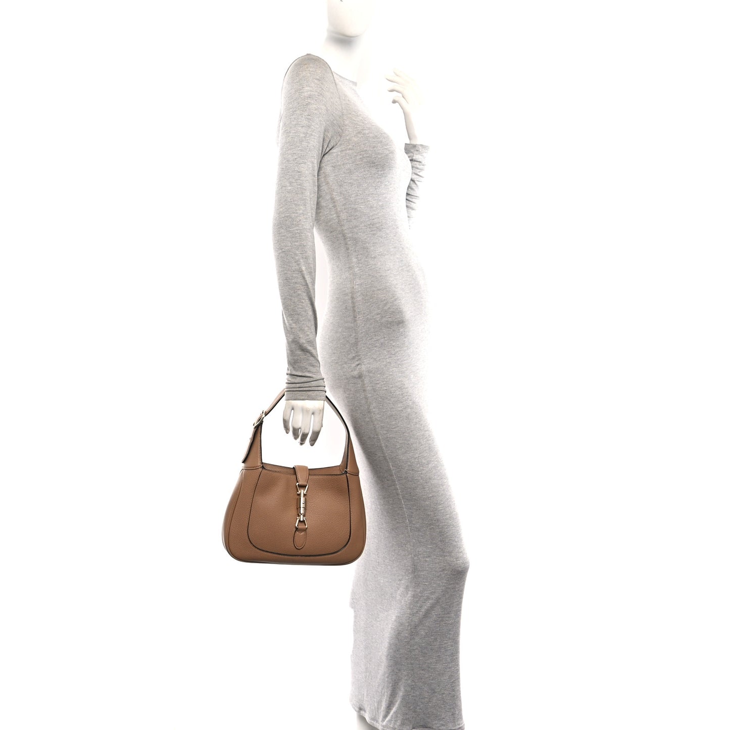 Grained Calfskin Web Medium Jackie 1961 Hobo Taupe
