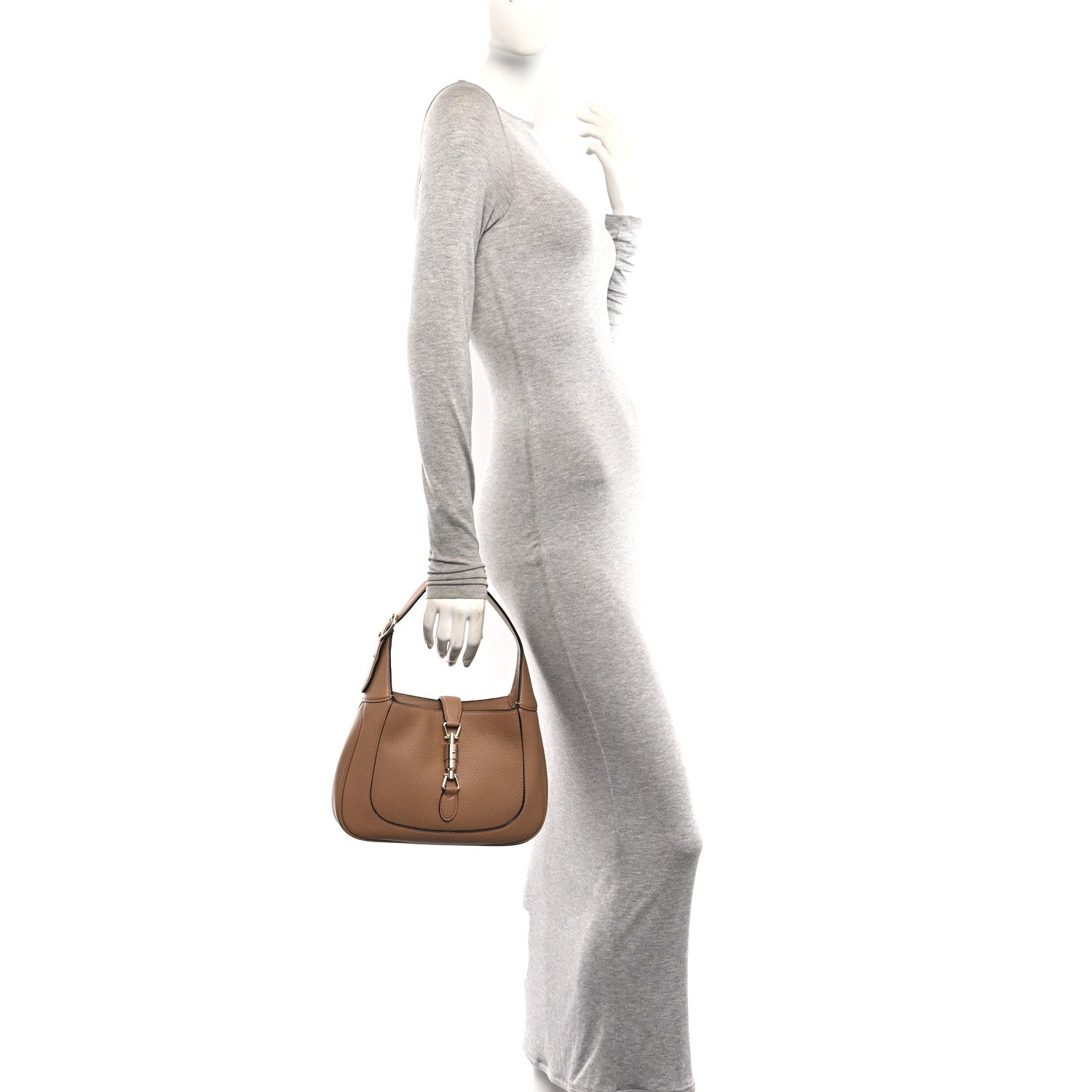 Gucci Grained Calfskin Web Medium Jackie 1961 Hobo Taupe 2 of 10
