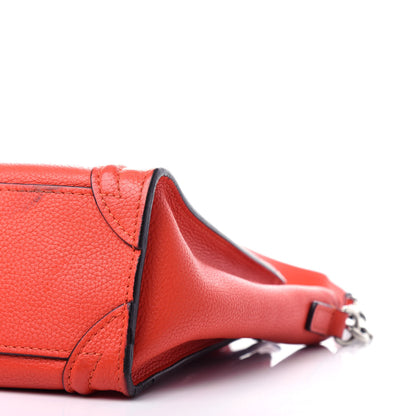 Celine Drummed Calfskin Nano Luggage Vermillion 10 of 11