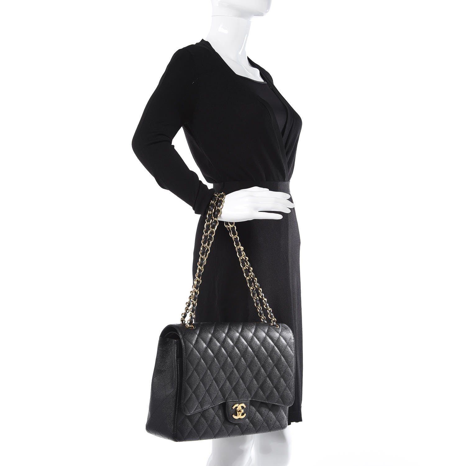 Chanel Caviar Quilted Maxi Double Flap Black 3 of 9