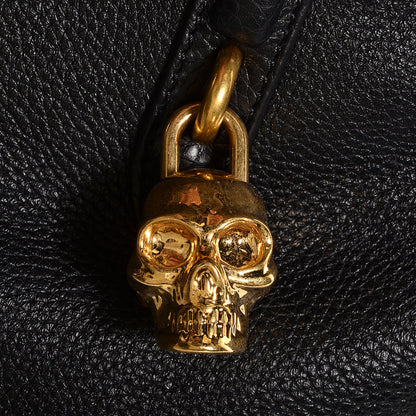 Alexander McQueen Pebbled Calfskin Skull Padlock Zip Around Tote Black 8 of 8