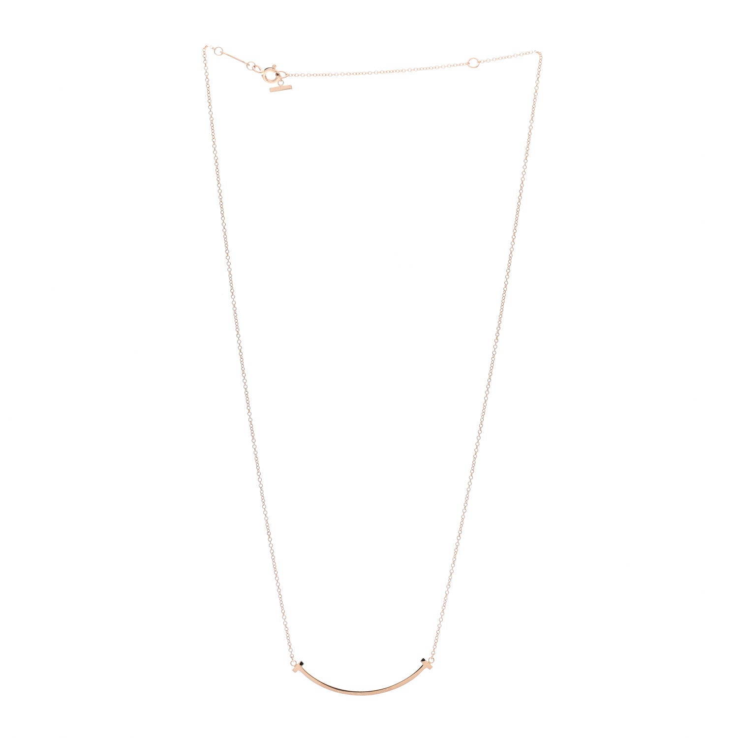 Tiffany 18K Rose Gold Small T Smile Pendant Necklace 3 of 6