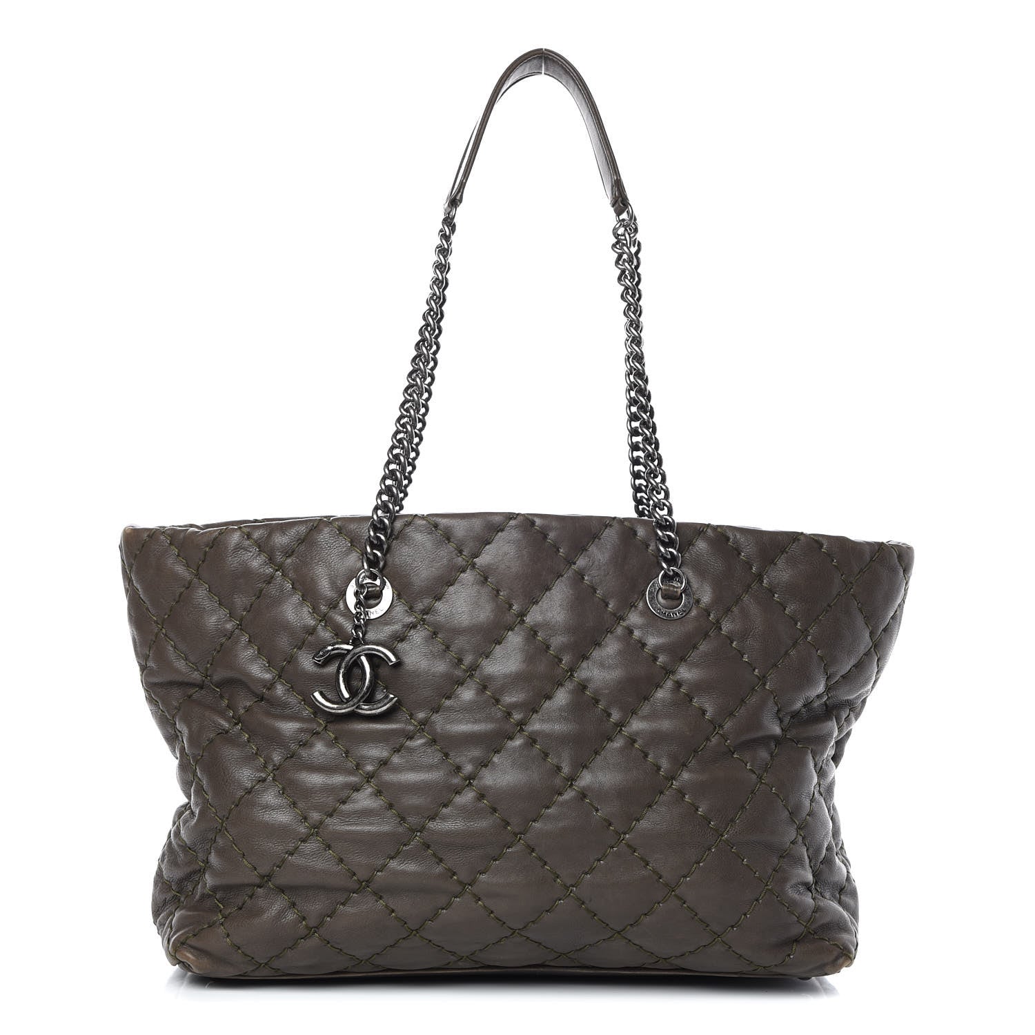 Chanel Calfskin Ultimate Stitch Shopping Tote Khaki 1 of 10