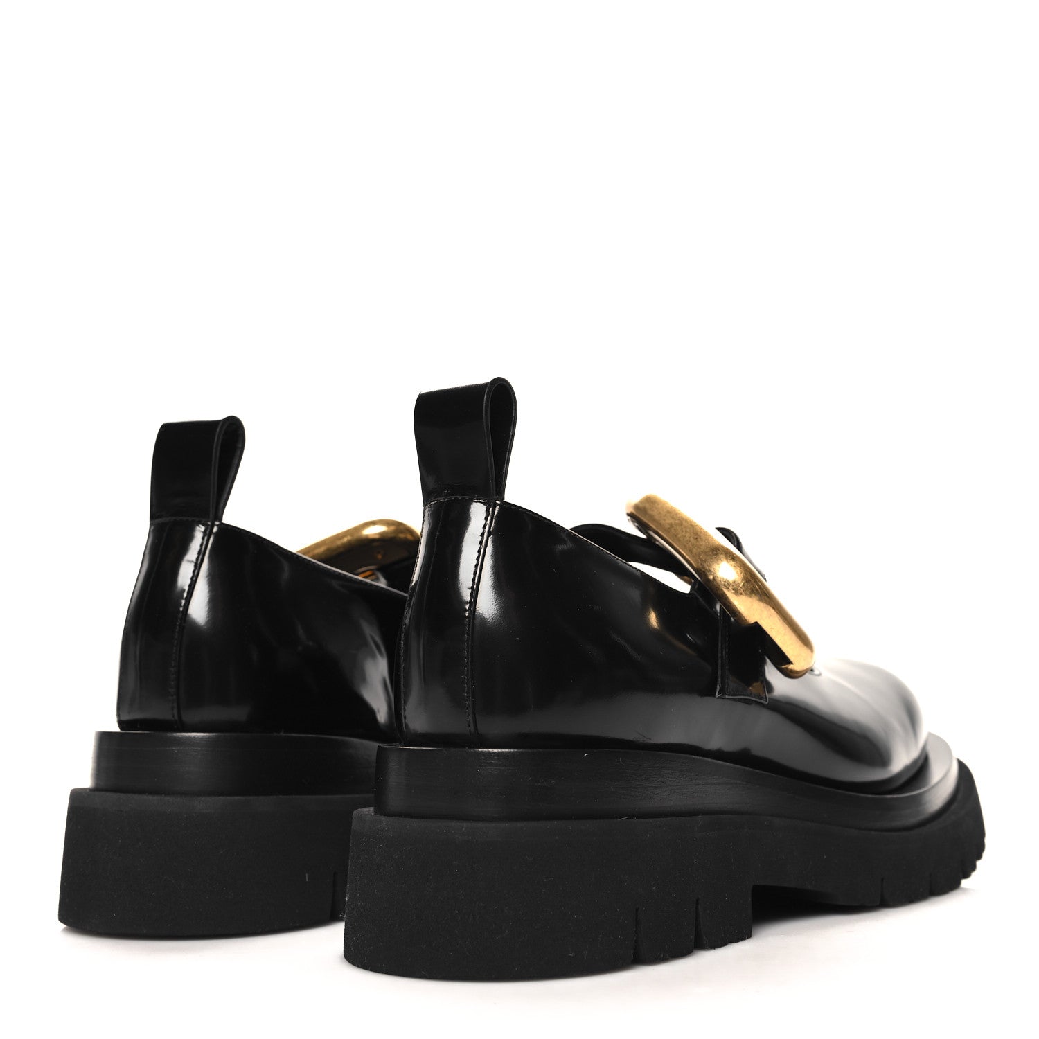 Bottega Veneta Brushed Calfskin Lug Mary-Jane Loafers 38 Black