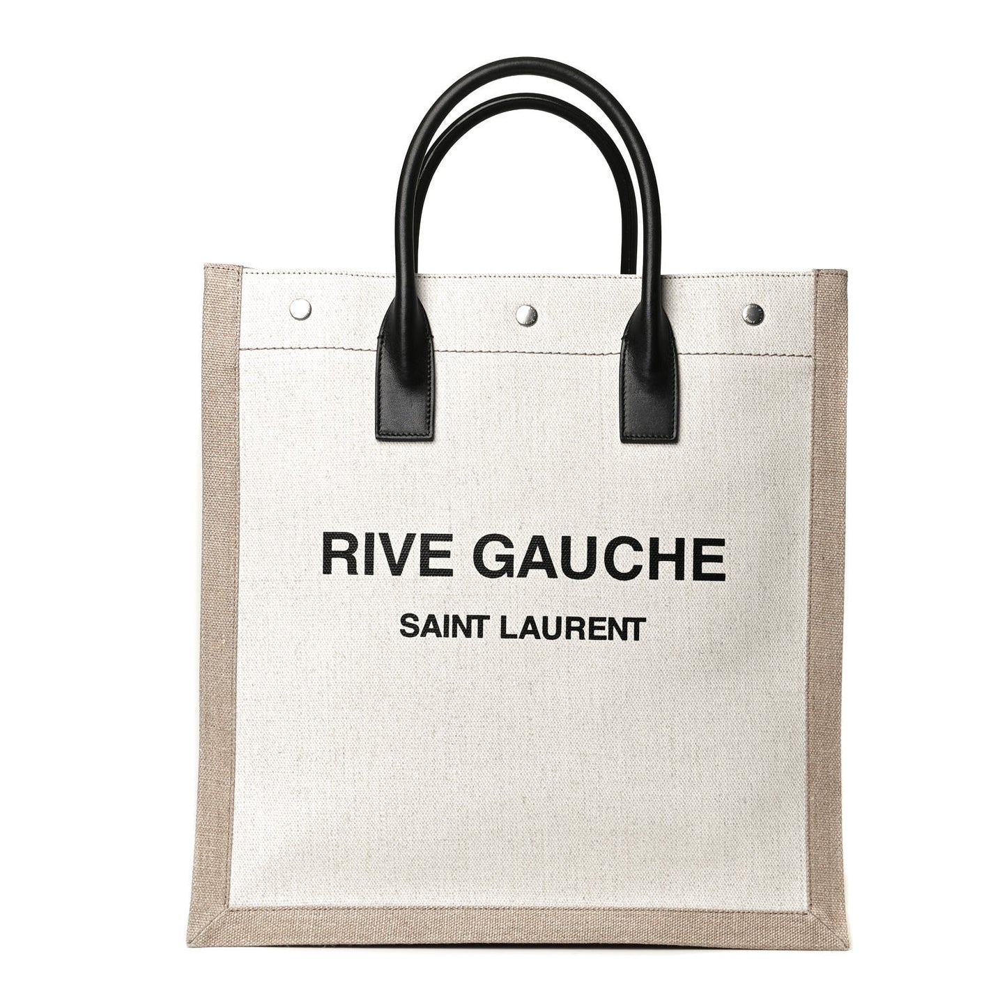 Linen Calfskin Rive Gauche North South Tote Optic White